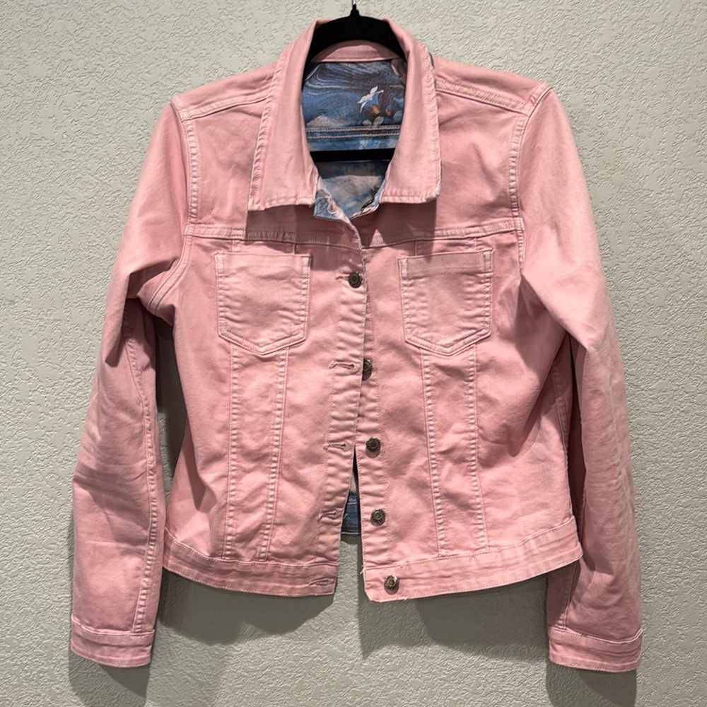 Tempo Paris Blue & Pink Floral Reversible Denim Jacket - Picture 5 of 12